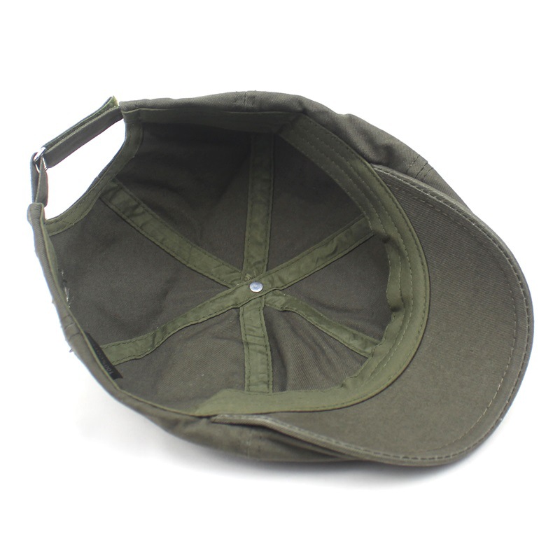 Unisex Solid color cotton beret letter senior cap adjustable forward cap Adult cap_voghion.com