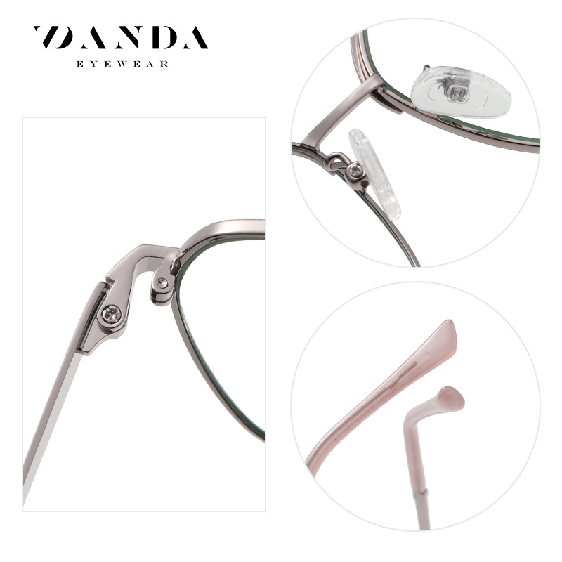 Nuevas gafas europeas y americanas marco de las mujeres de moda de dos colores de metal gafas lisas JS8636 miopía anti-azul gafas de luz