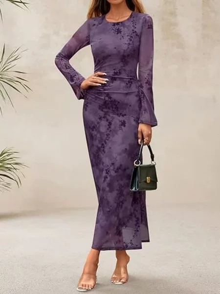 2025 European and American Fashion Amazon Independent Site Fashion Ruffled Mesh Wedding Guest Cocktail Party Long Dress