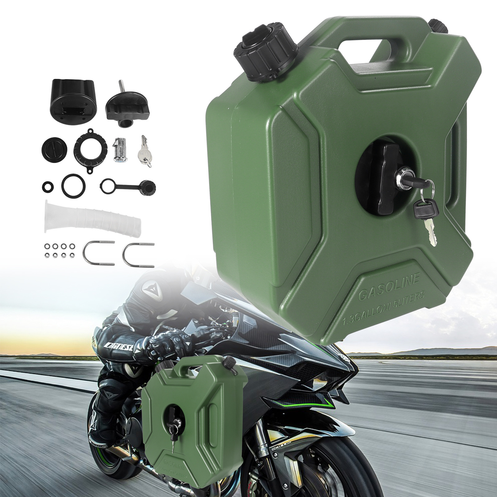 Wholesale Car and Motorcycle Spare Fuel Tank 5L with Lock Emergency Oil Pot Diesel Gasoline Plastic Oil Barrel Thickeneded Cross-Border