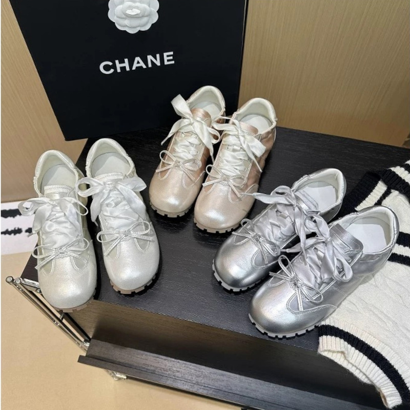 Genuine Leather Version ~ Height-Increasing 6cm Bow Ballet Trainers for Women, Su Yinyin's Same Style Satin Flat Casual Shoes