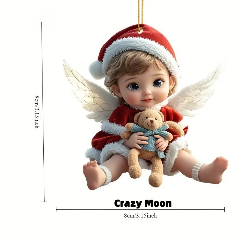 Cross-border nuevo lindo ángel acrílico colgante espejo retrovisor de automóvil colgante plano decoración de regalos de vacaciones