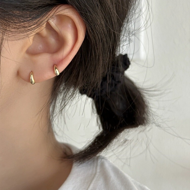 Mini Drop Earrings S925 Sterling Silver Gold Plated Minimalist Earrings Daily Commuter Earrings Small Glow Base Women