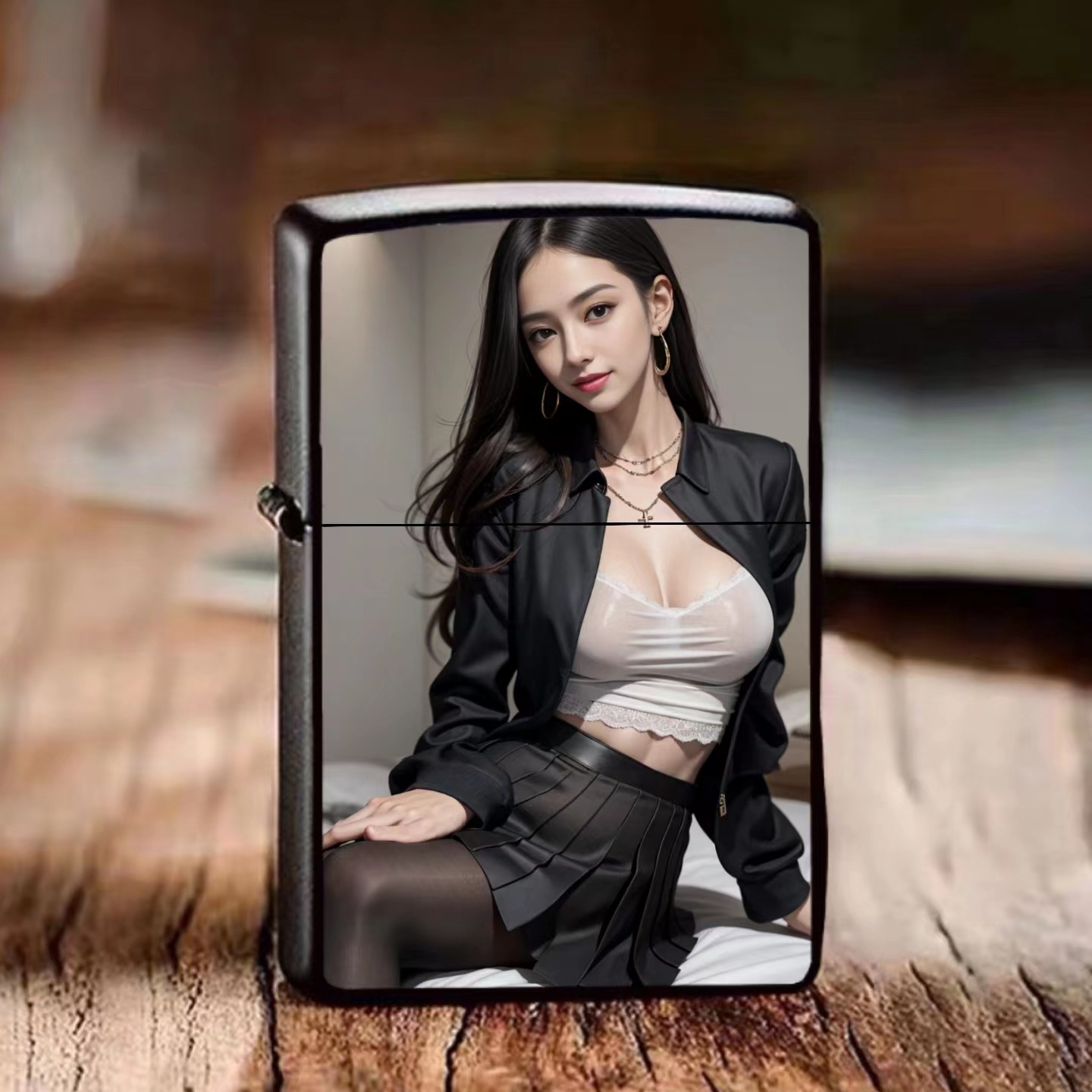 AI美女打火機 煤油防風金屬打火機 網紅圖片打火機廣告打火機