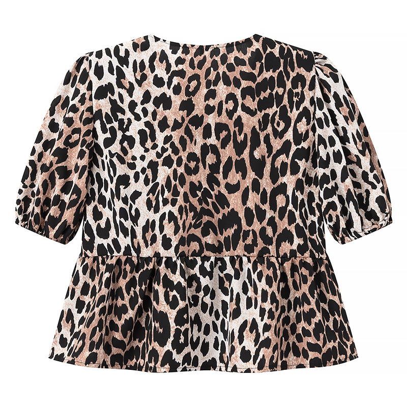 Sexy, Streetwear Style Wholesale Women's Sexy Streetwear Leopard Short Sleeve Printing Blouses