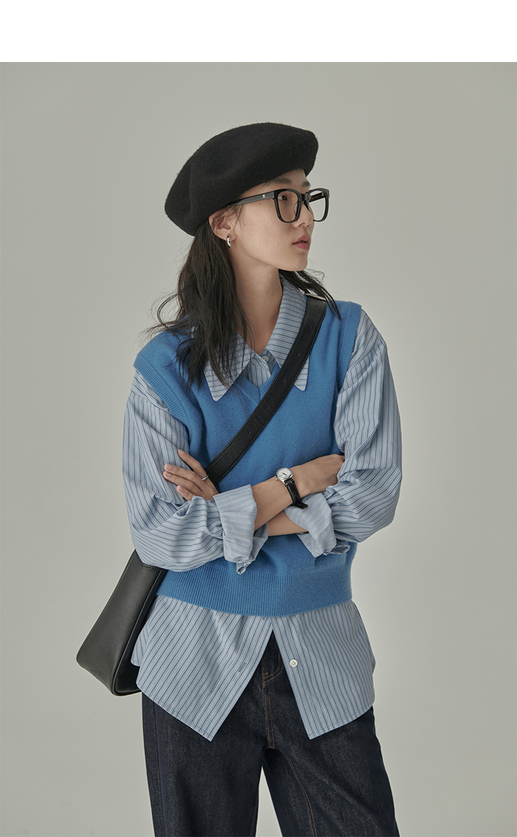 Női blúz retro stílusú hong kong csíkos ing divatos_voghion.com