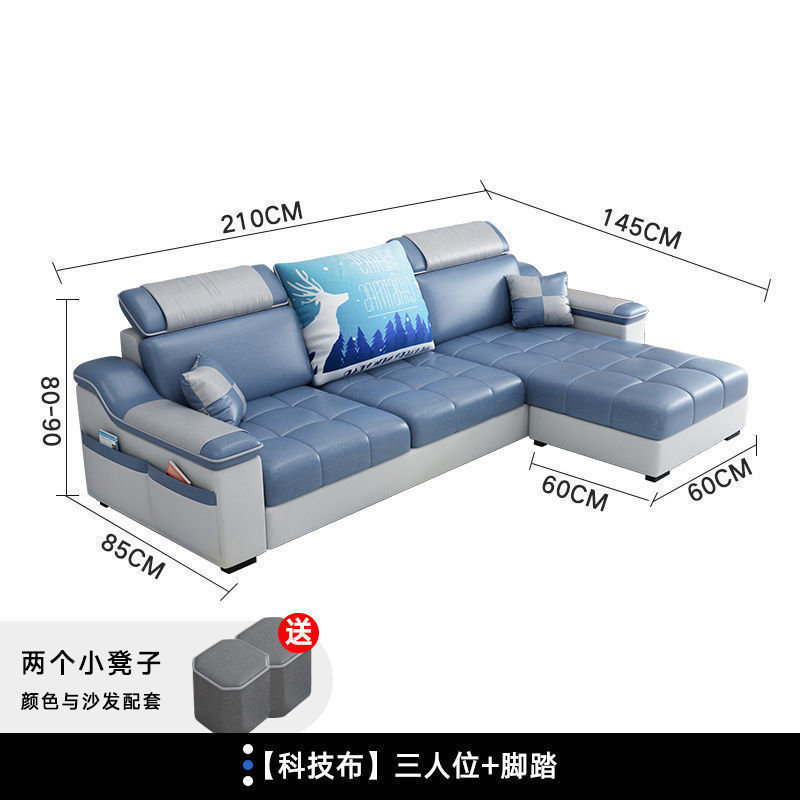 简约现代科技布小户型客厅网红沙发客厅贵妃家用可拆洗布艺沙发|undefined