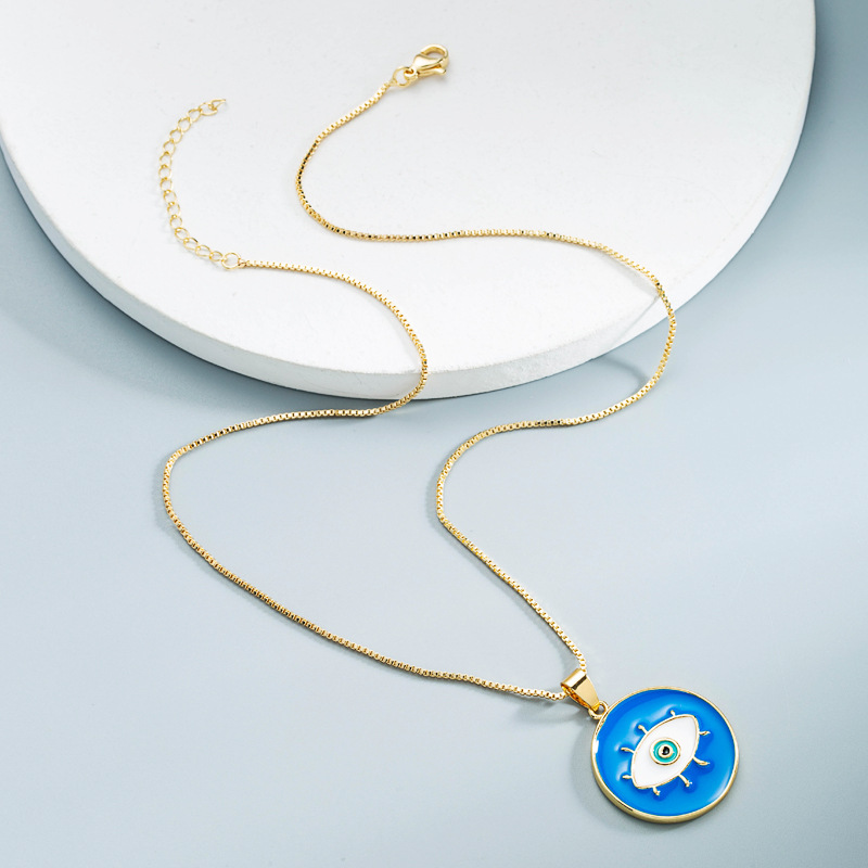 wholesale jewelry copper eye round pendant necklace Nihaojewelrypicture4