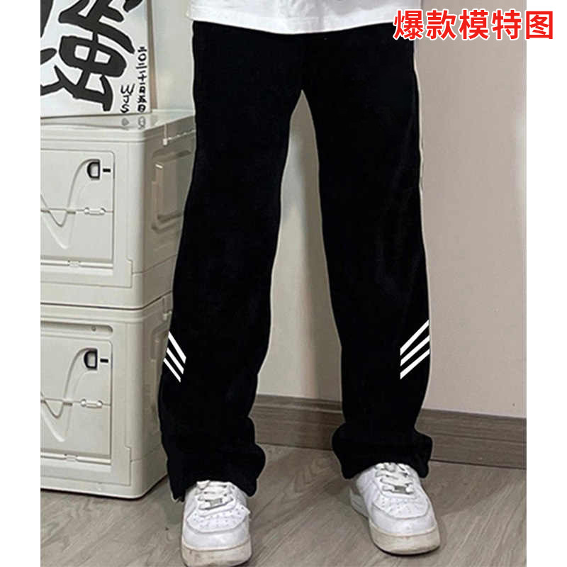 工厂直销秋冬320克华棉复合牛奶丝反腰头内包条抽绳斜杠卫裤定制
