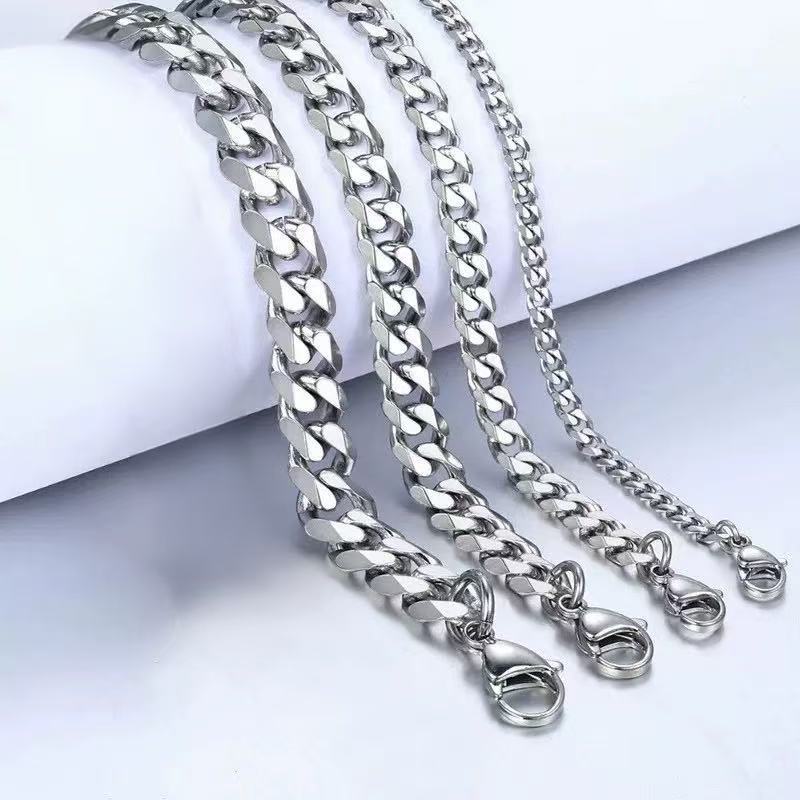 Cross-Border Hot Selling Couple's Six-Sided Bracelet European and American Titanium Steel Bracelet Personalized Cuban Chain Trendy Hip-Hop Bracelet Jewelry