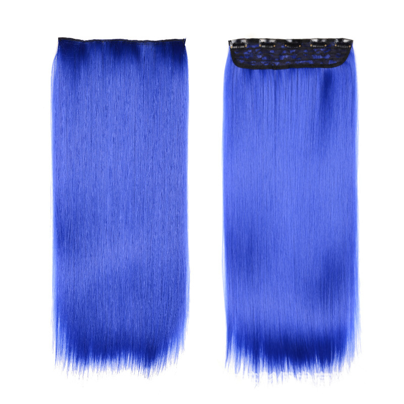 Synthetic One-Piece Straight Hair, Royal Blue Gradient Color, Hair Extensions Cosplay Wig, Ready Stock for Dropshipping