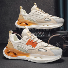 Men's Fashionable Breathable Dad Shoes, Truly Explosive Casual Sports Running Sneakers, Genuine Leather Mesh Surface, Soft Sole Live Streaming Men's Shoes