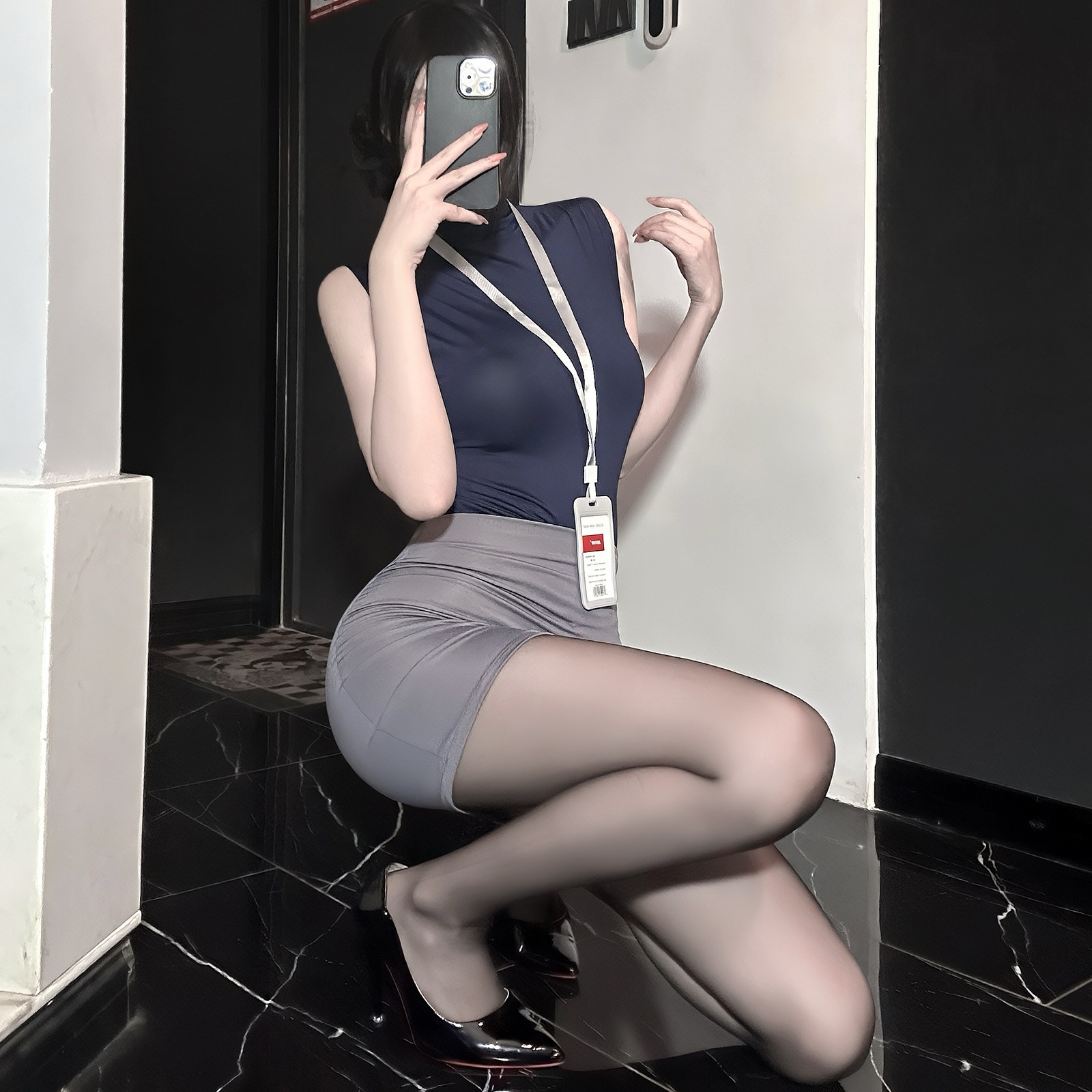 Sweet Hair Sexy Lingerie Pure Desire Secretary Hip Skirt Stewardess Uniform Passionate Nightclub No-Take-Off Suit Qqny Abstinence