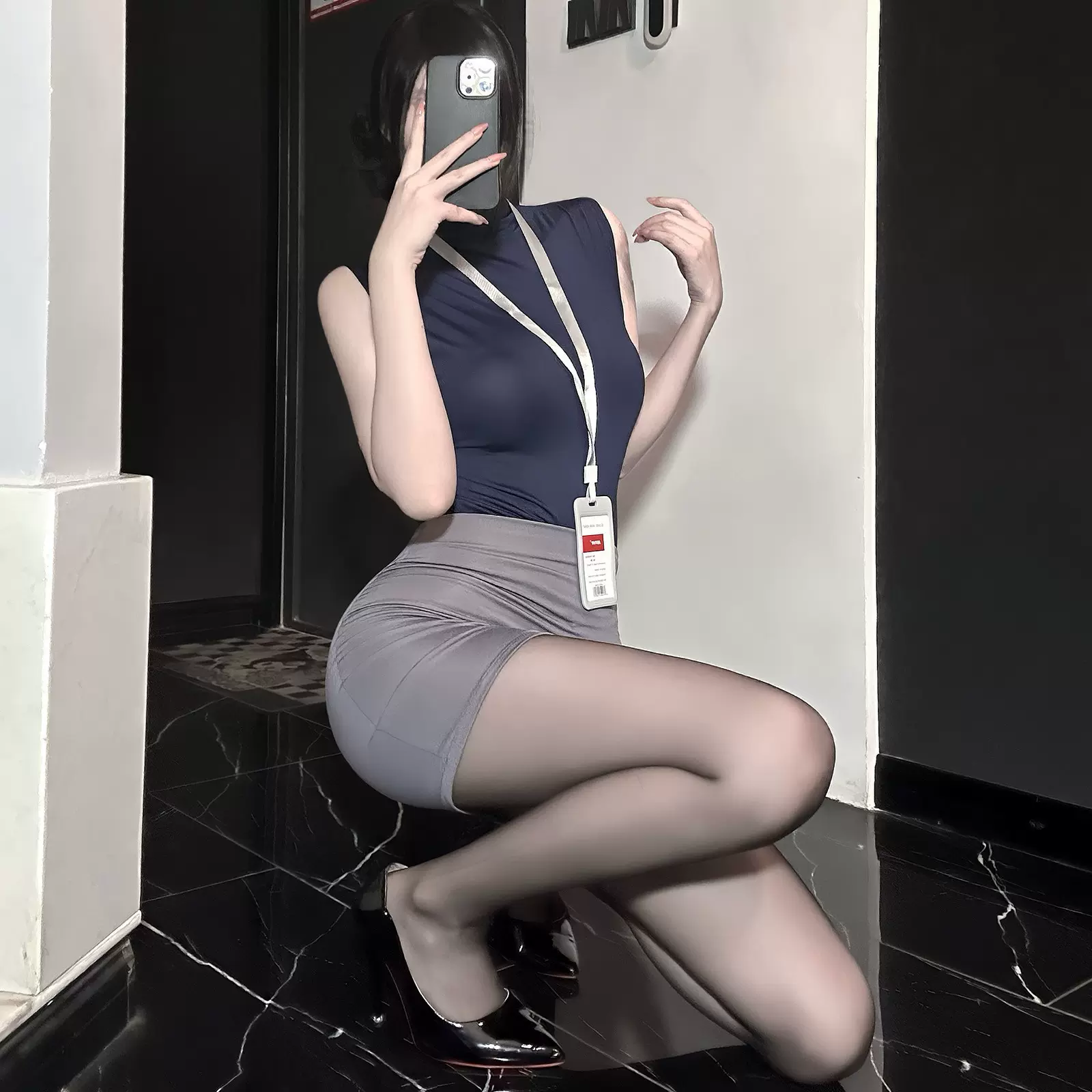 甜发发情趣内衣纯欲秘书包臀裙空姐制服激情夜店免脱套装qqny禁欲