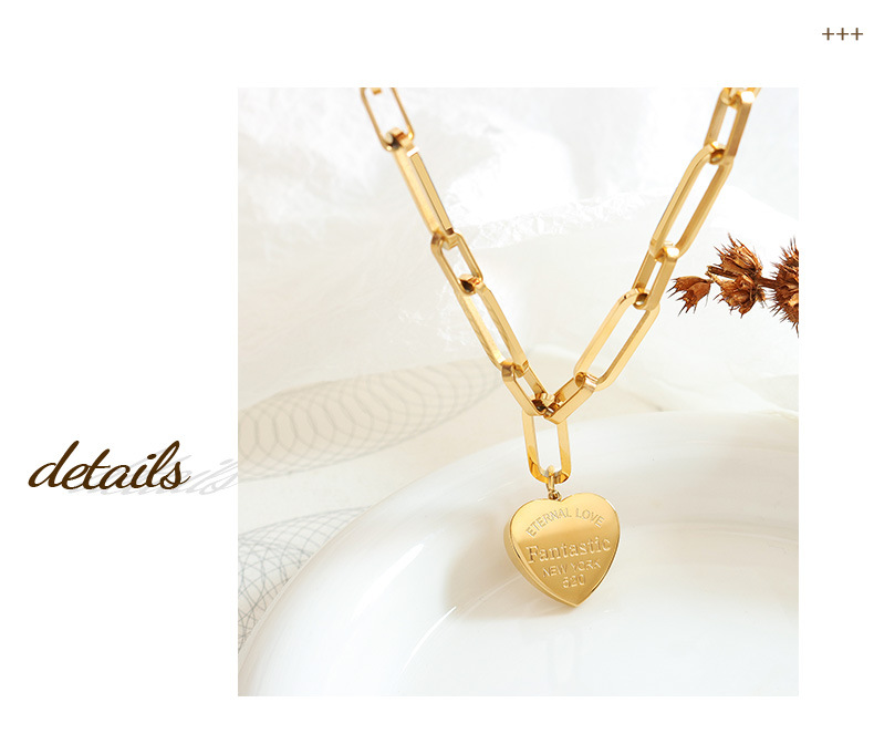 Fashion Heart Shape Titanium Steel Sweater Chain