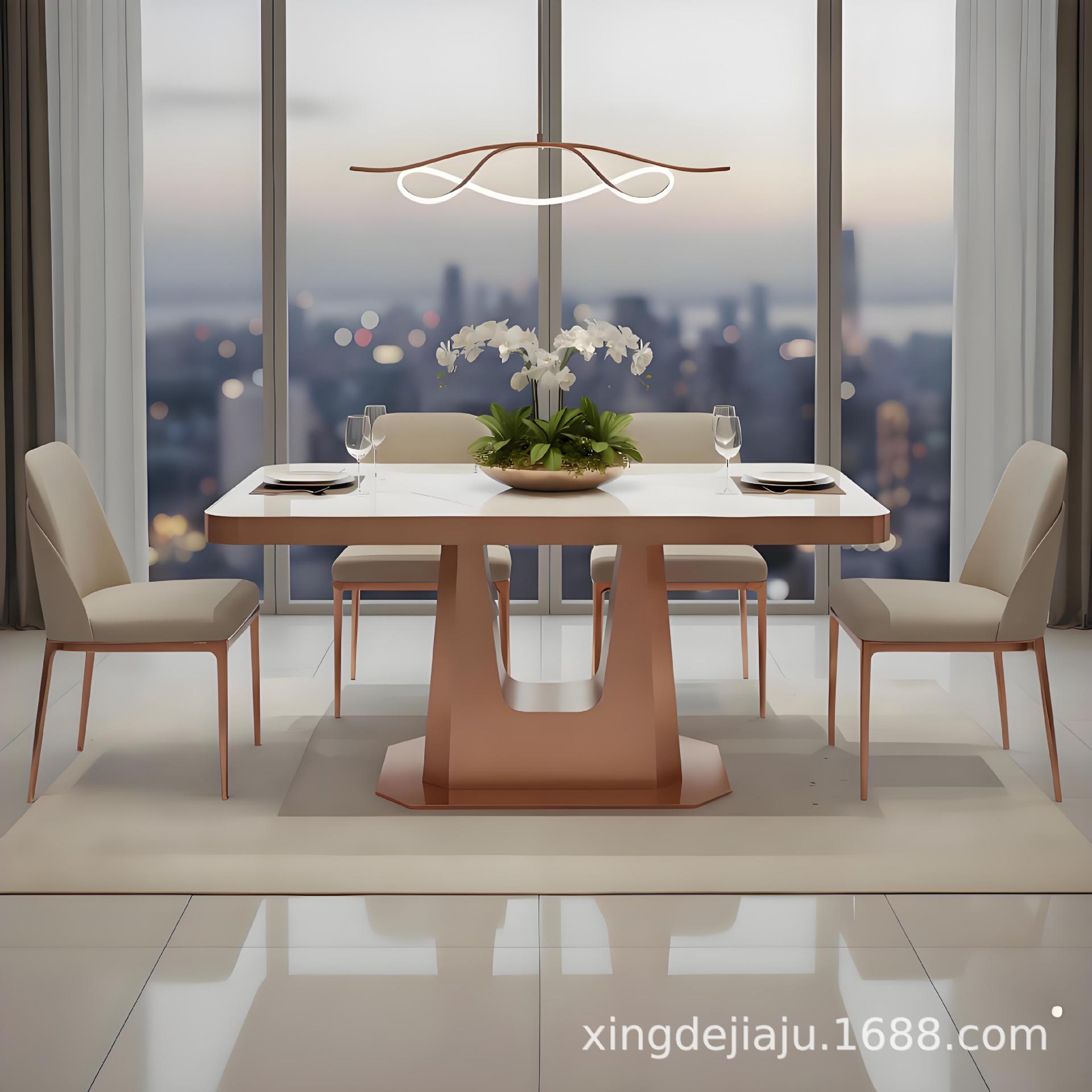Light Luxury Slate Dining Table, High-End Italian Minimalist Rectangular Table, Small-Sized Home Chinese and Western Restaurant Hotel Dining Table