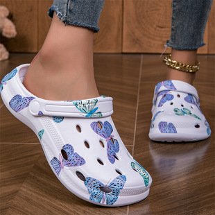 Cross-border Printed Hole Shoes 2025 New Adult Beach Sandals Men's Baotou Sandals and Slippers for Men and Women Wholesale