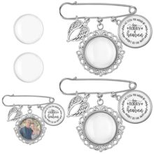 新婚礼物胸针相片宝石底托合金天使翅膀吊坠圆牌挂件翅膀圆牌胸针