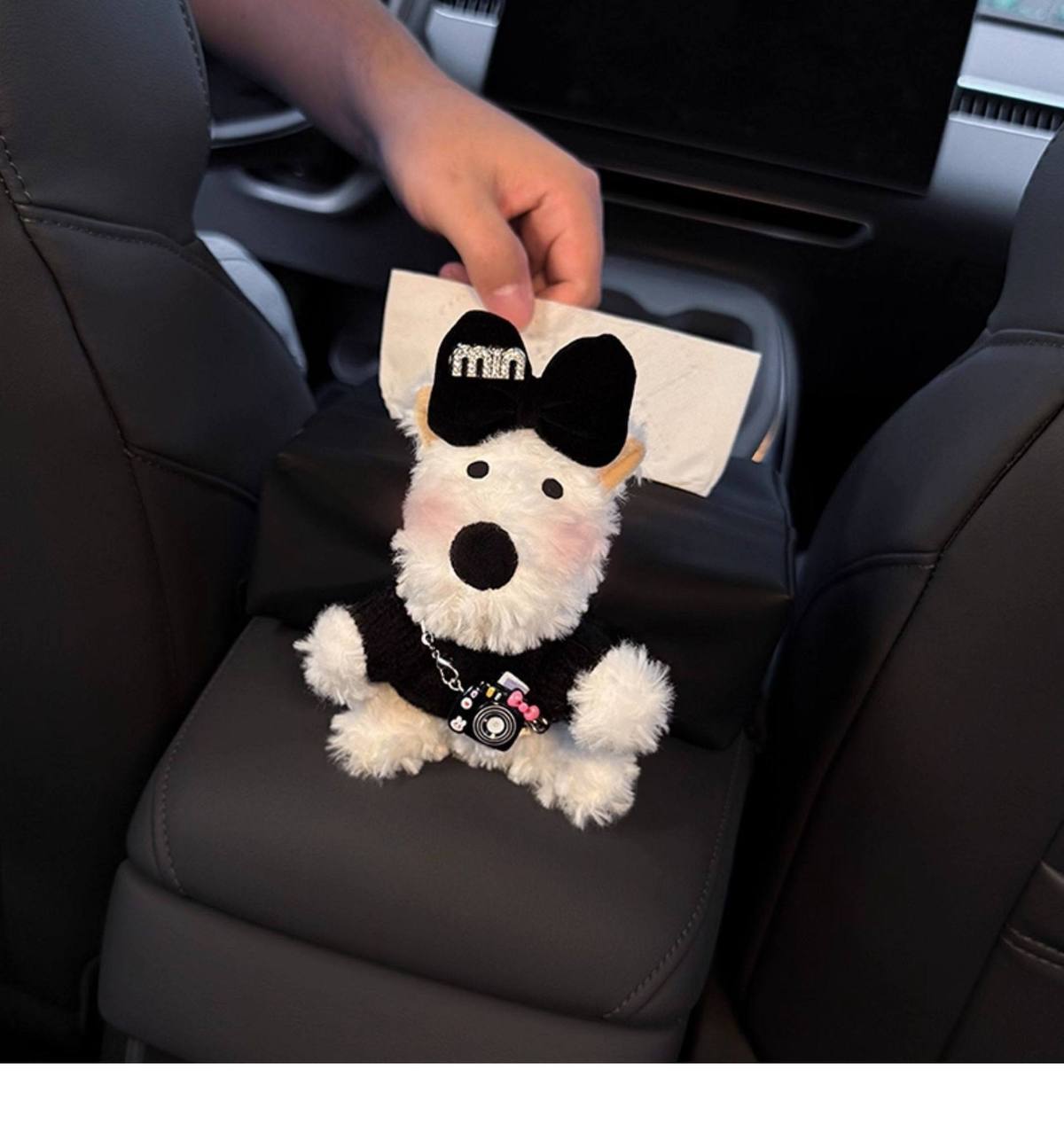 New West Highland Car Armrest Box Tissue Box Storage Car Tissue Holder Seat Tissue Bag Decoration Cute for Women