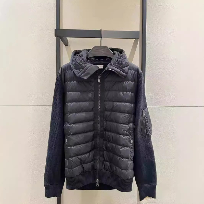 "Poison Family in stock" Correct Edition M Family 24 Men's Down Jacket Stitching Knitted Hooded Cardigan Down Jacket