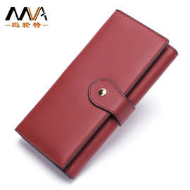 rfid女士真皮钱包 长款头层牛皮卡包多卡位钱夹欧美purse手抓包女