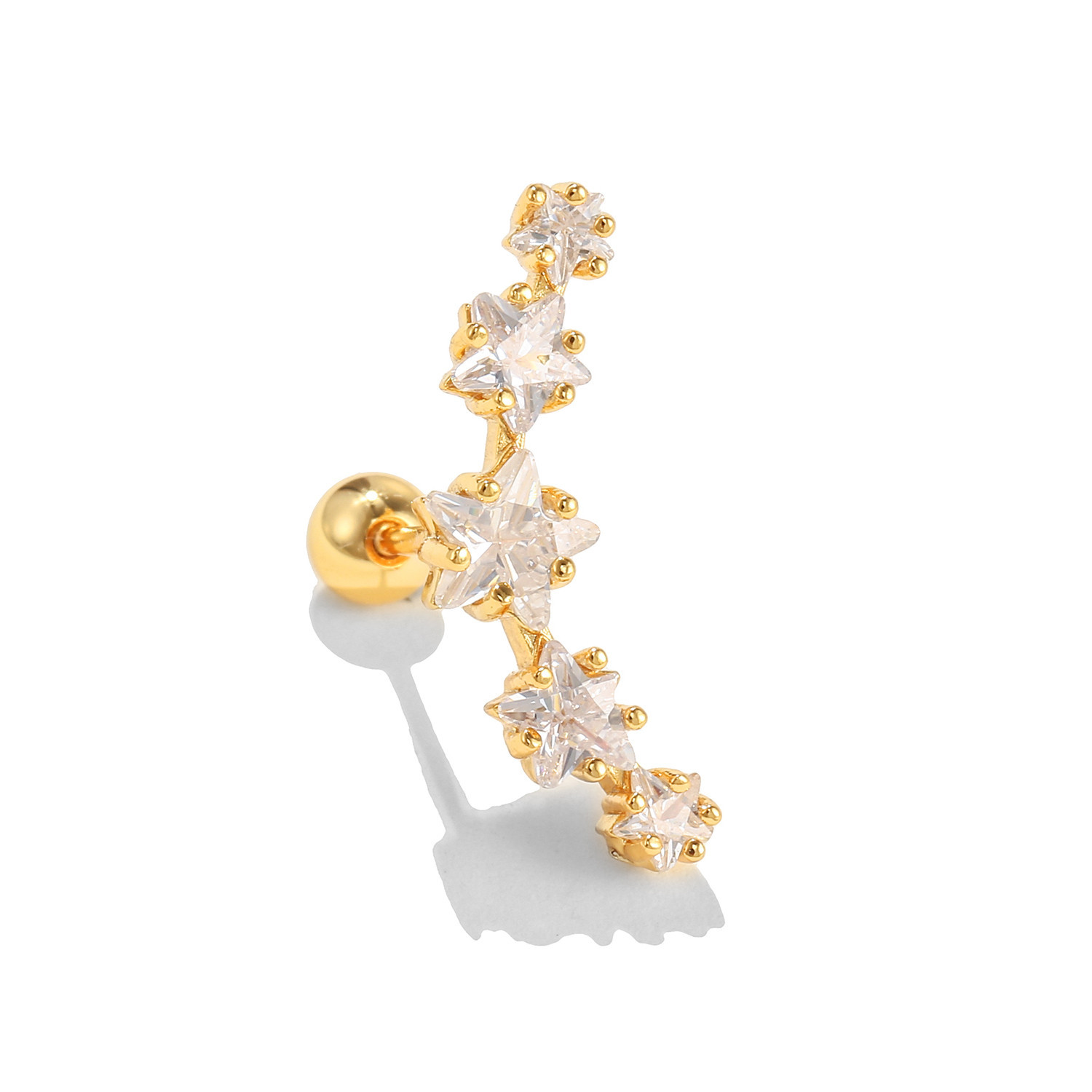 Star Love Ear Bone Stud Micro Inlaid Zircon Stainless Steel Puncture Twist Ball Ear Stud