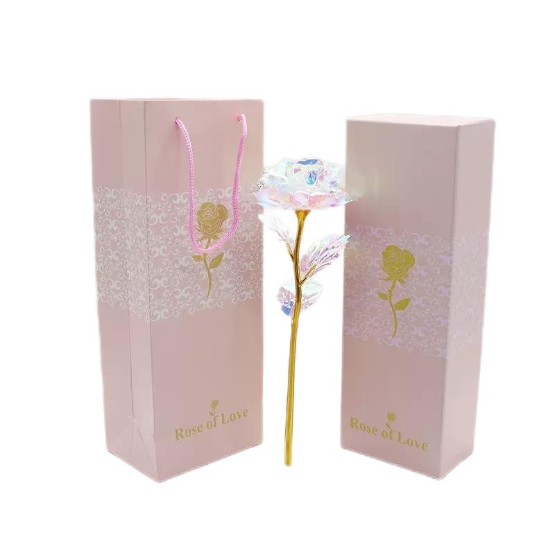 Mother's Day Gold Foil Rose Artificial Flower Gift Box Valentine's Day Gift for Girlfriend Event Small Gift Flower Handmade