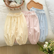 百搭款女童薄款休闲裤子夏季新款儿童蕾丝花边束脚裤韩版打底裤子