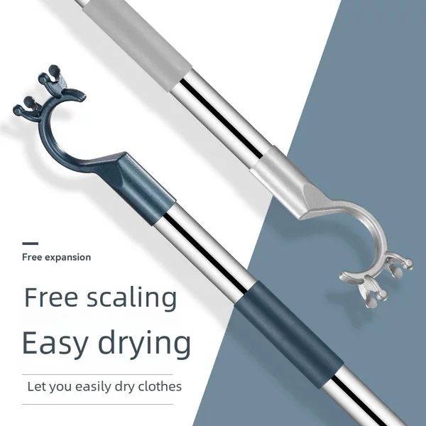 Stainless steel retractable clothes fork balcony clothes pole household extended clothes pole clothes pole clothes fork factory wholesale