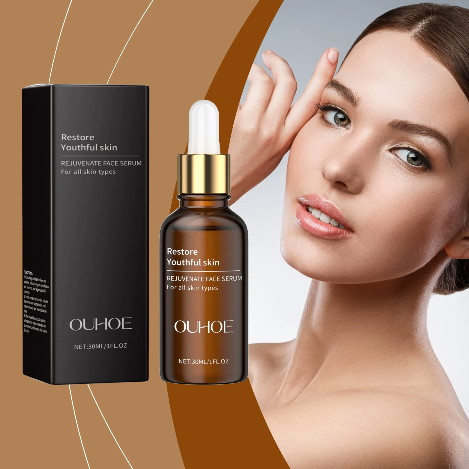 OUHOE Essence для ухода за лицом, чтобы очистить кожу лица, нежный увлажняющий уход, мягкий блеск
