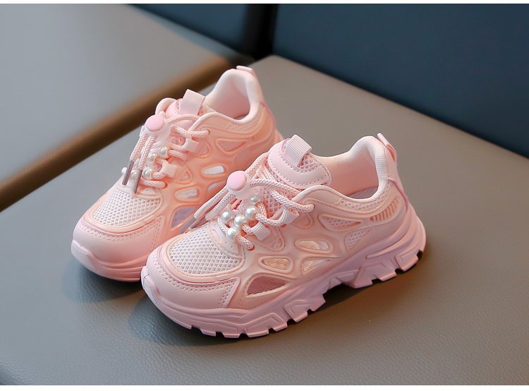 Chunky sneakers för flickor andas mesh med plattform_voghion.com