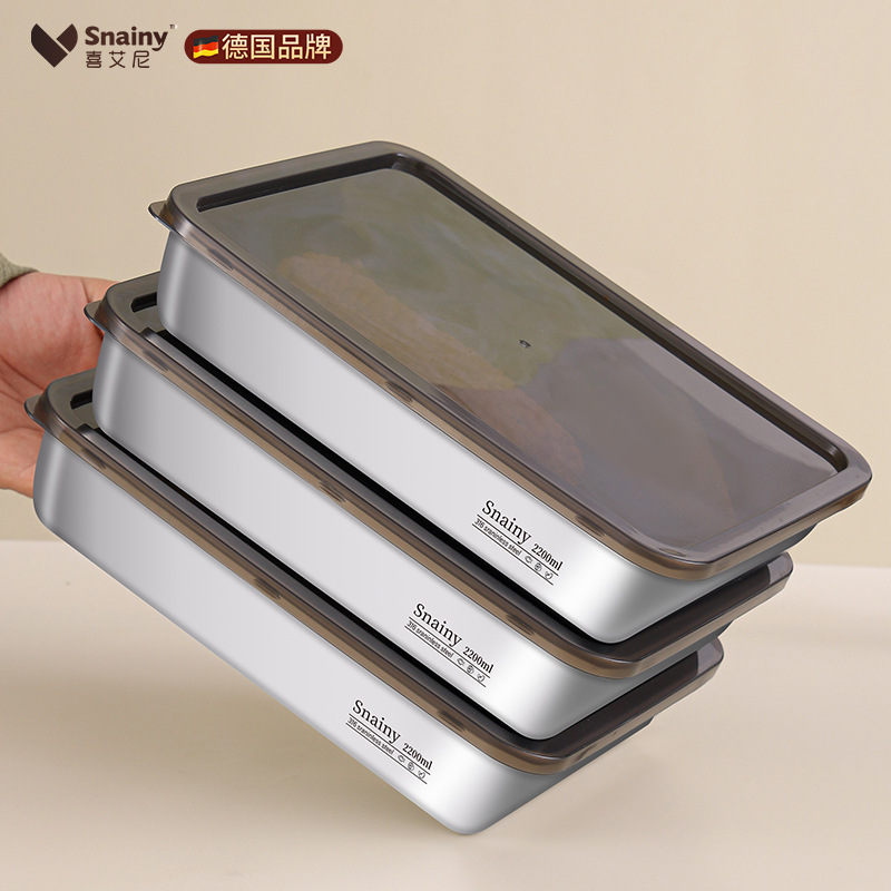 316 ステンレス鋼の正方形プレート食品グレードの食品準備プレート長方形トレイ蓋付きボックス大型深皿厚みのある正方形の盆地|undefined