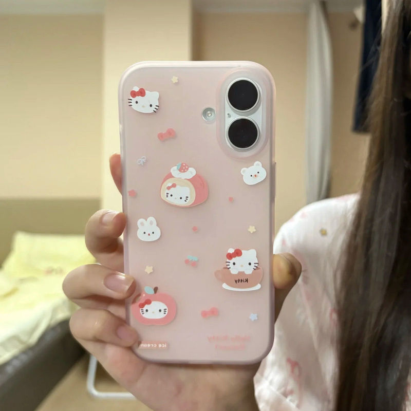 Cute Hello Kitty Suitable for 16 15Pro Apple Mobile Phone Case 14Pro1312 Large Hole 11 Soft Shell Xrxs Frosted