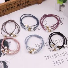 Korean Version Ins Nine Bead Hair Tie High Elastic Honey Knot 9 Bead Hair Rope Simple Three-in-One Headband Rubber Band Women's Hair Accessory