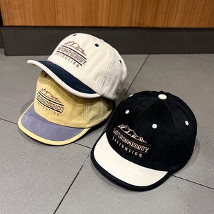 Korean Style Ins Niche Color Matching Embroidered Baseball Cap Women's Japanese Style Short-brimmed Duck Tongue Hat All-match Sun Hat for Male Students