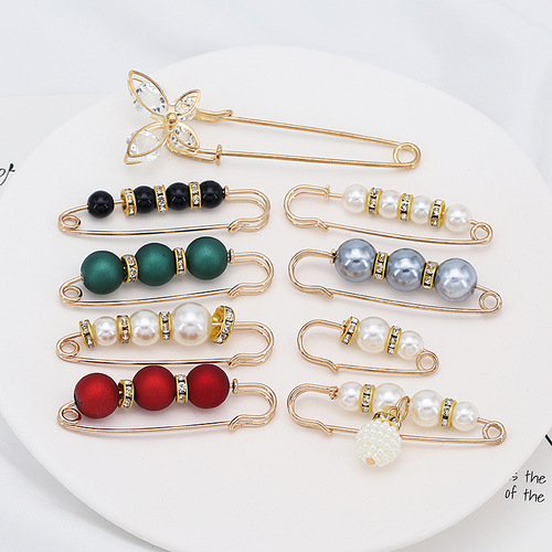 Pants waistband waist cinch pin anti-transparency brooch high-end brooch ornament pearl brooch clasp