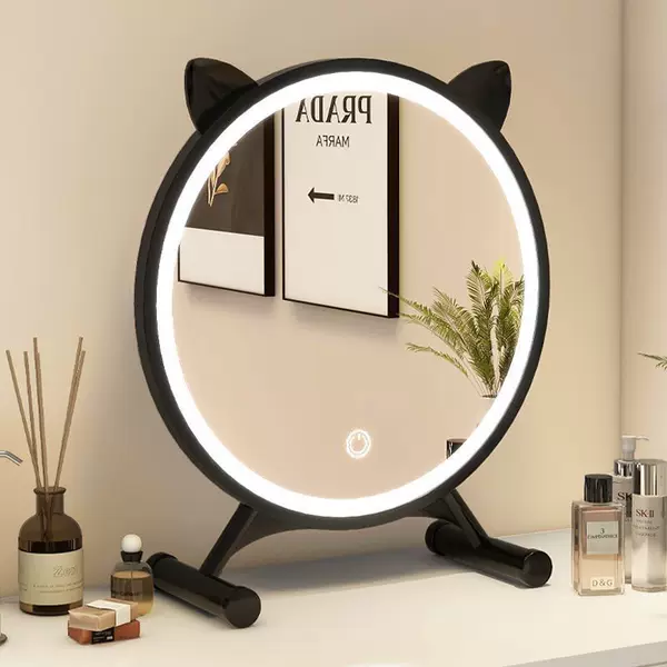 Led Smart Vanity Mirror with Light for Girls' Dressing Table, Student Dormitory Ins-Style Dressing Mirror, High-Definition Adjustable