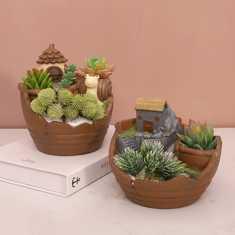 Chậu Cây Resin Chậu cây mọng nước treo phong cách vườn trên không, chậu resin hoạt hình, trang trí ban công (RG-157)