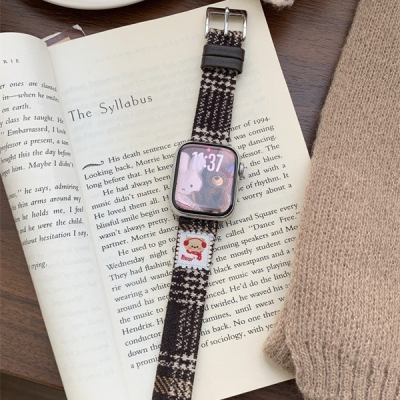 Cute Bear Woolen Watch Strap Suitable for Apple iWatch 11Th Generation Sticker S10Applewatch789 Cross-Border