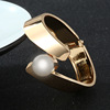 Minimalistic bracelet from pearl, metal clothing, accessory, European style