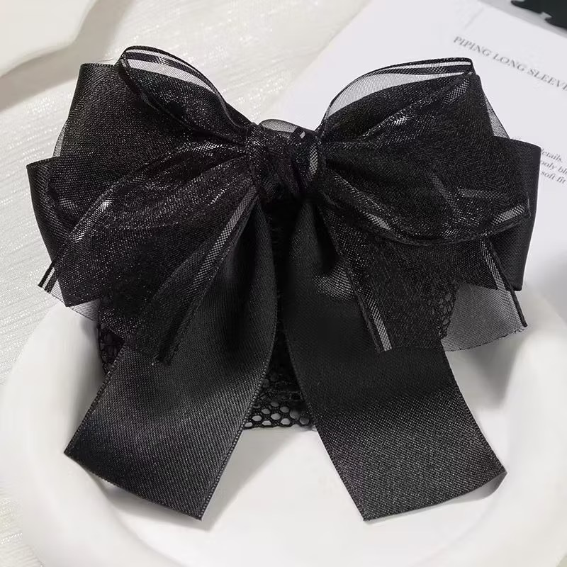 Professional hair accessories for female workers: nurse, bank employee, flight attendant, hotel staff. Korean-style updo net bag, bow hair clip, hair accessory for women