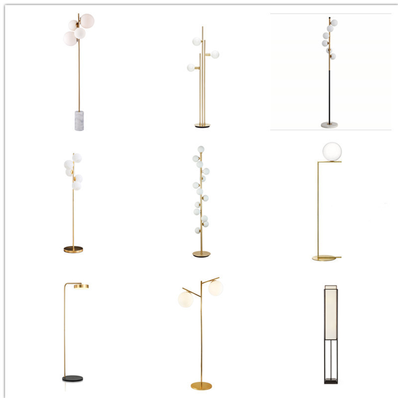 Atmospheric living room sofa Hall hotel lobby floor lamp designer model marble ball multi-head standing lamp