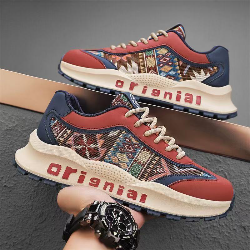 Una pieza de zapatos de hombre Forrest Gump estilo de explosión rojo otoño interior de suela gruesa deportes de ocio correr papá zapatos de moda hombres y mujeres del mismo estilo