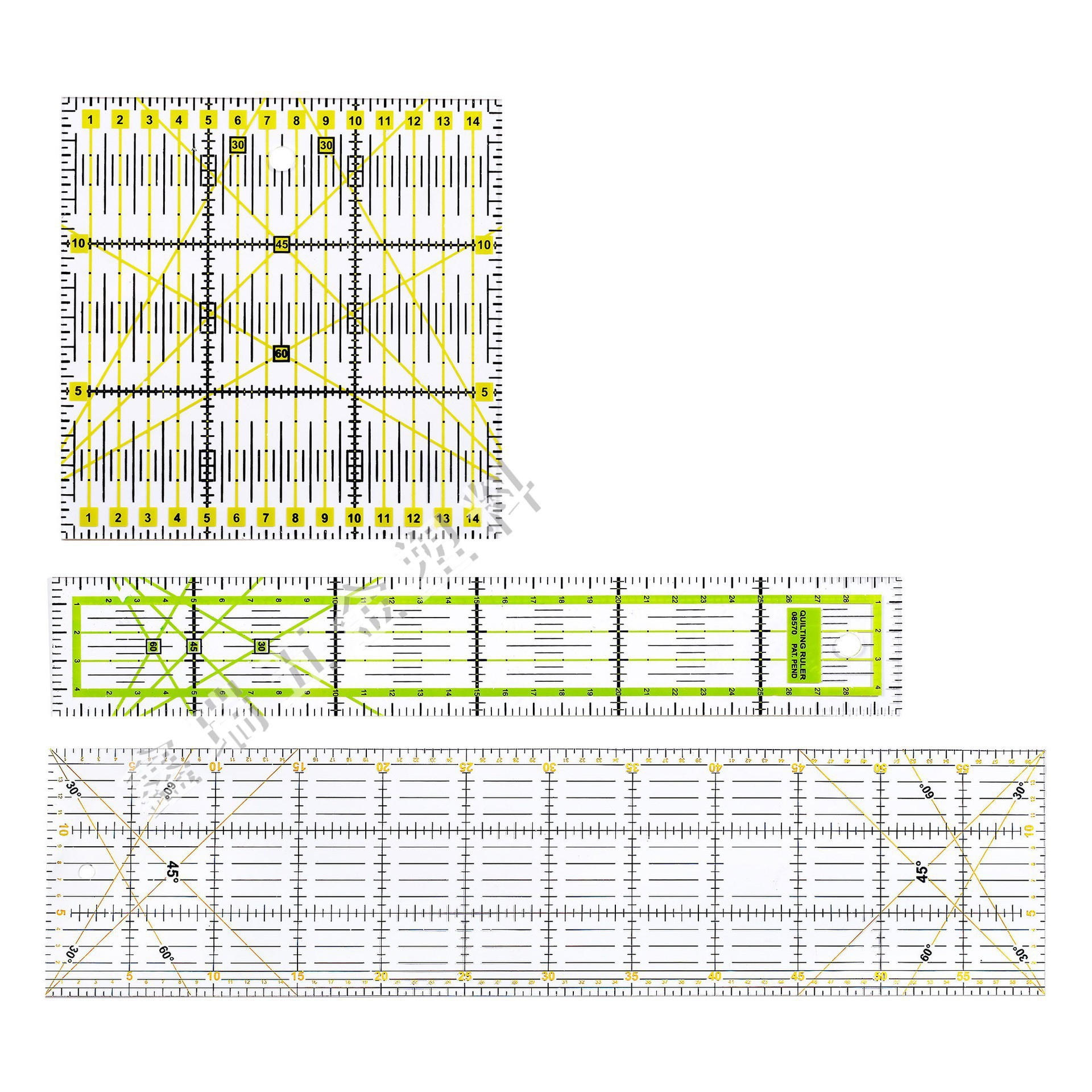 Regla de costura acrílica cuadrada negra transparente cuadrada regla material de herramientas de fabricación de ropa