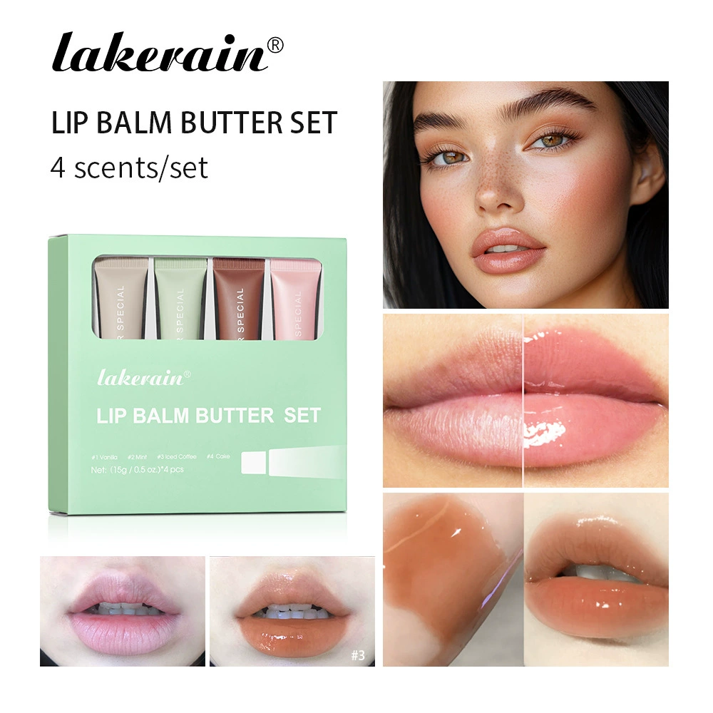 Набор летних бальзамов для губ Cross-border lakerain, увлажняющий, 4 штуки в упаковке