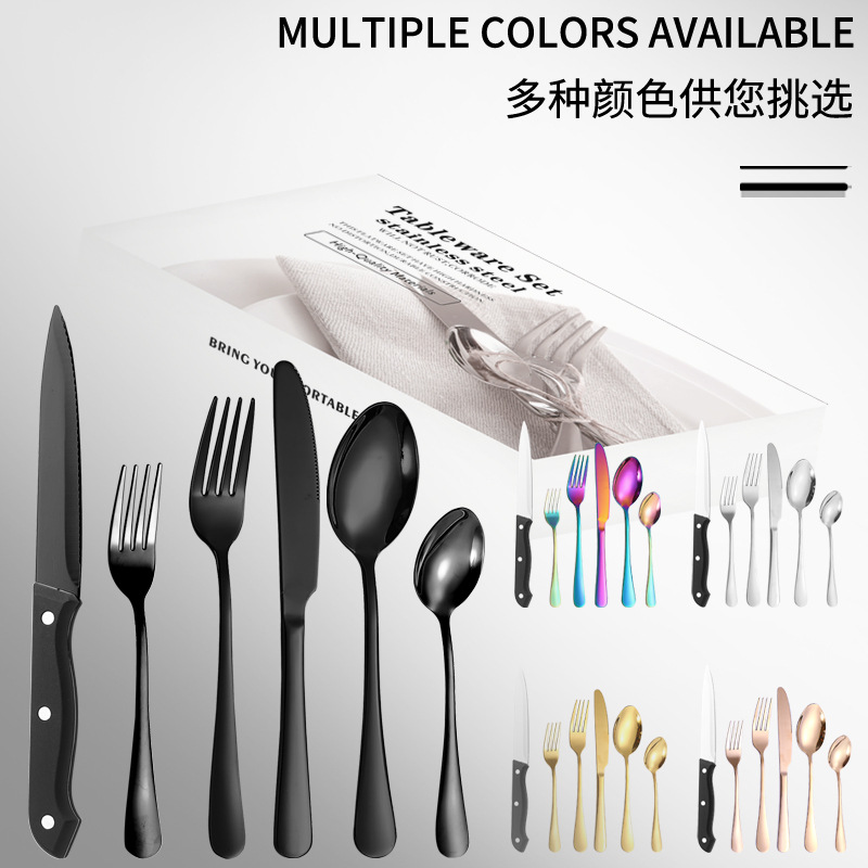 Amazon vajilla de acero inoxidable 24/48/60 traje 1010 cuchillo de carne cuchillo de comida occidental tenedor cuchara de postre cuchara tenedor traje