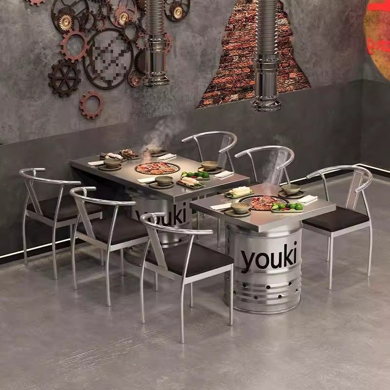 韩式烤肉商用工业炭火不锈钢桌椅电磁炉烧烤火锅一体默认项其它无