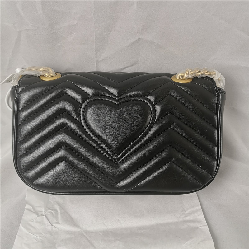 G Family Wavy Pattern Ma Meng Heart Bag Women's Bag Star's Same Style Double Chain Bag g Single Shoulder Cross-Body Bag Mini Women's Bag