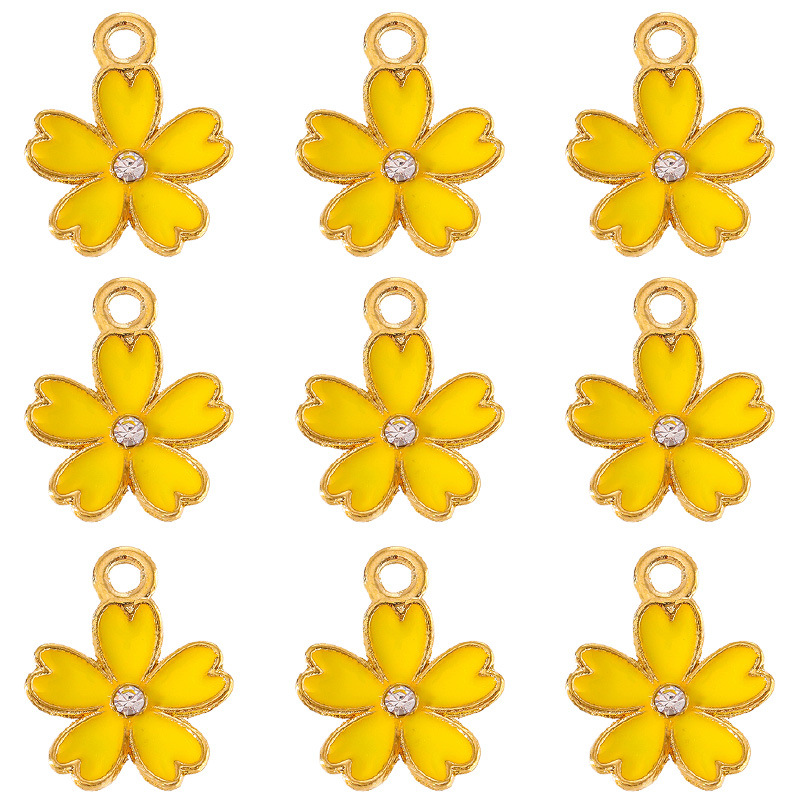 Flower Pattern 20 PCS/Package 14 * 17mm Alloy Rhinestones Flower Polished Pendant