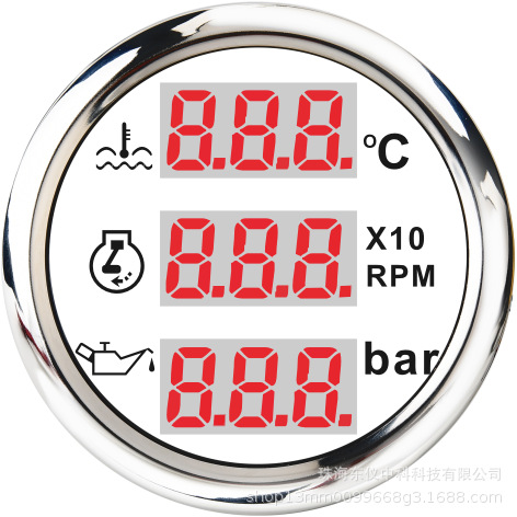 Cross-Border Hot-Selling 52mm Three-In-One Digital Display Meter Car Modified Truck Digital Display Meter Industrial Engineering Digital Display Meter